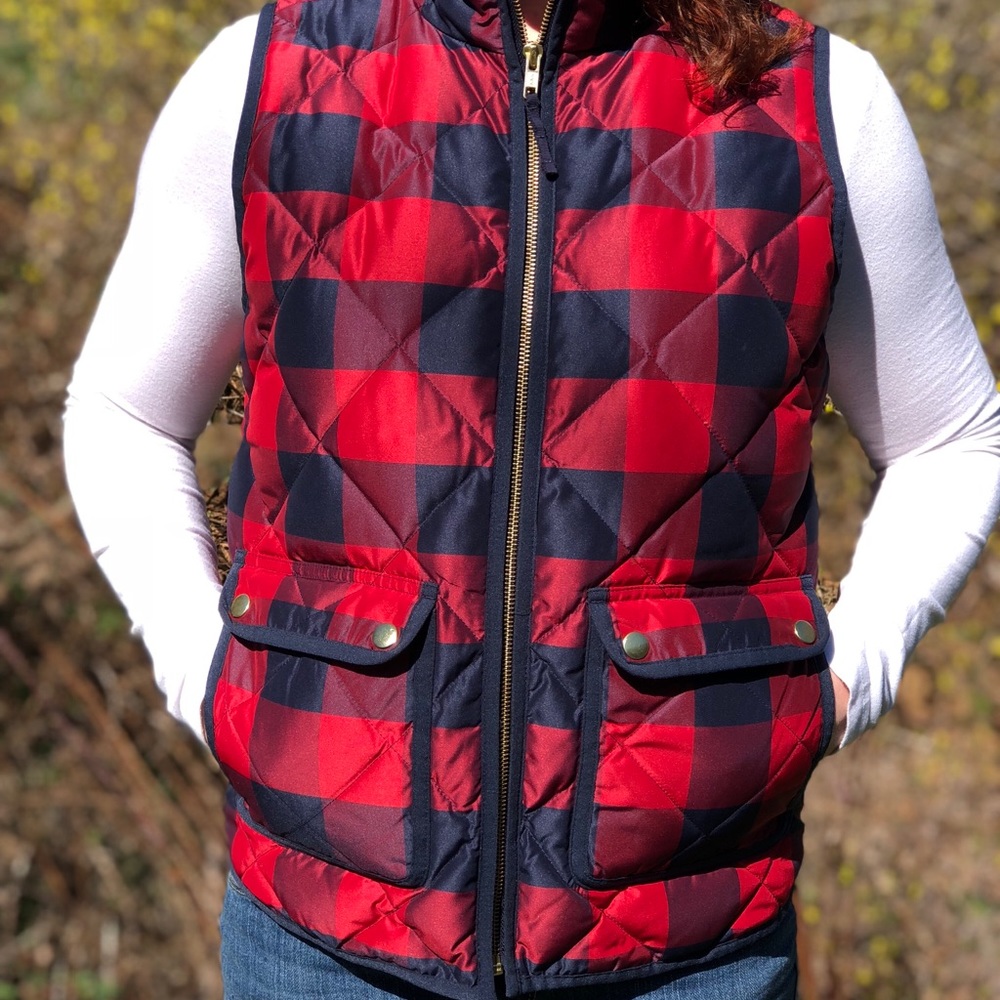 J. Crew Quilted Plaid Puffer Vest